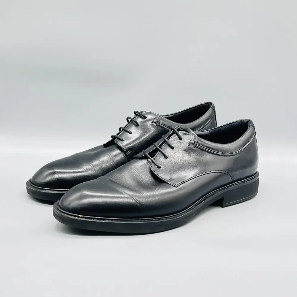 ECCO Shoes Mens 12 Black Leather Lace Up Derby Oxford Dress Comfort Classic